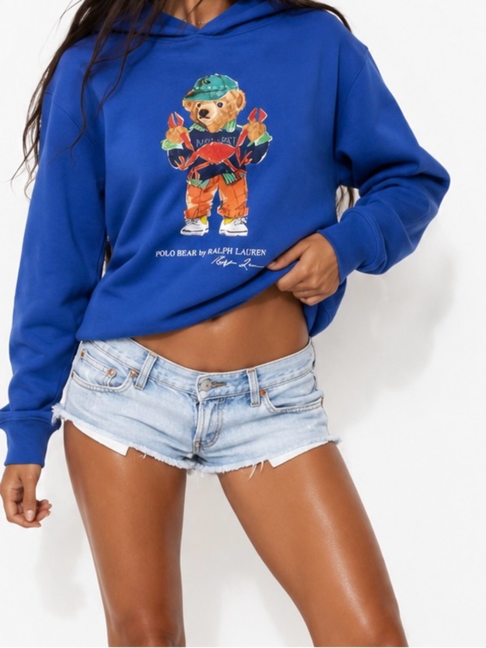 Polo Ralph Lauren Polo Bear Lobster Motif Hoodie in cornflower blue